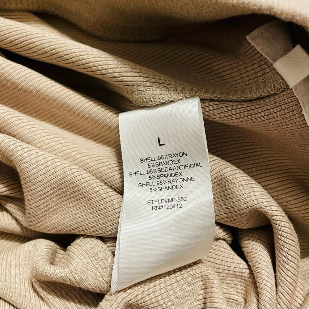 NIA Straight Leg Taupe High Waist Soft Lounge Puddle Hem Drawstring Pants. Sz L - Picture 9 of 11